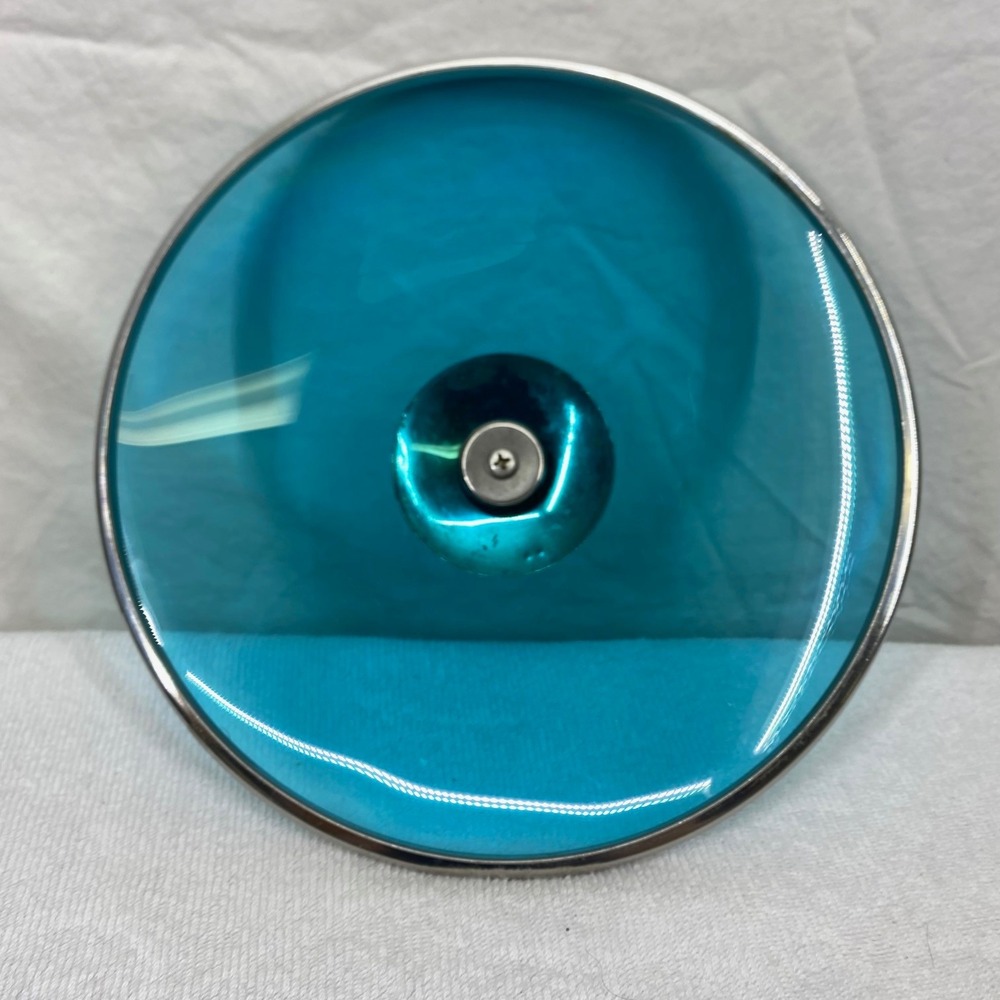 Preferred Stock Turquoise Teal Glass Lid 8.25 Inch Stainless Steel Rim Round